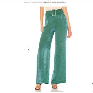 X Revolve Mona Belted Pant, Shimmer Emerald Green